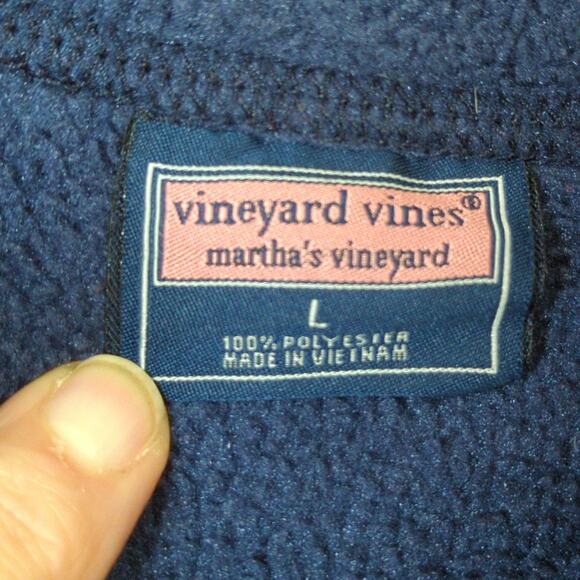 Vineyard Vines Vest Mens L Blue Fleece Pockets Full Zip - Picture 3 of 8